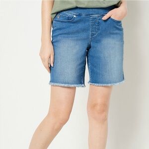 QVC Belle by Kim Gravel TripleLuxe Denim Frayed Shorts